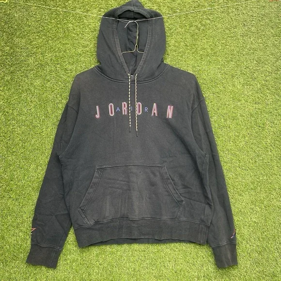 JORDAN Sweatshirt Mens Medium Nothing But Nets DNA Hoodie Black Y2K
