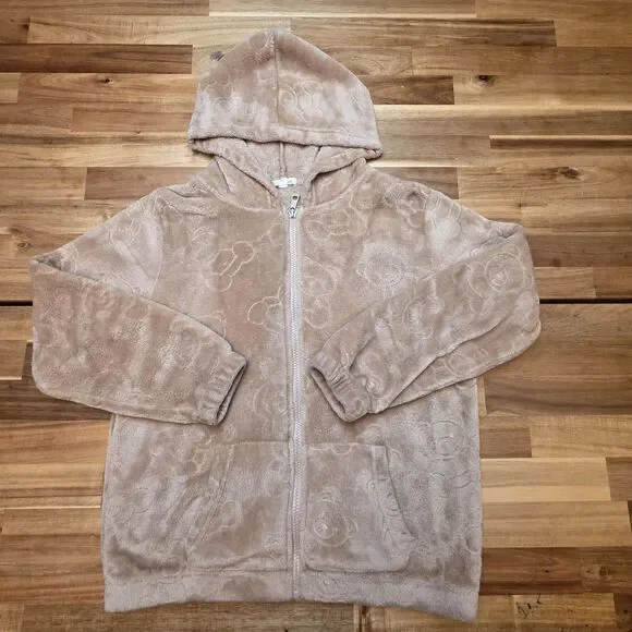 Free Haven Girls 14 (L) Beige Full Zip Hooded Fleece Jacket Pockets