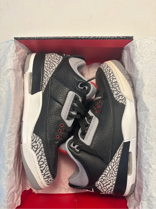 Men’s Air Jordan 3 Retro Black Cement Sneakers - Pre-Owned w/ OG Box