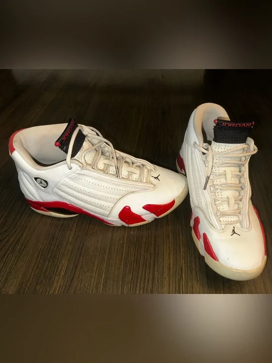 Air Jordan CANDY CANE 14 White and Red Retro Basketball Shoes Size 10.5