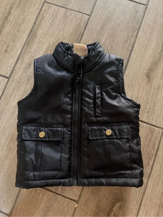 Kids Black Puffer Vest - Lightweight Layering