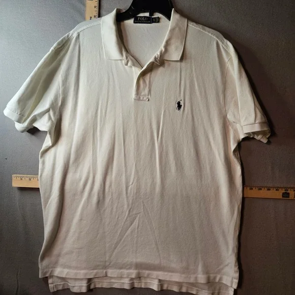 Polo‎ Ralph Lauren Mens XL Cream Pima Cotton Stretch Short Sleeve Polo Shirt