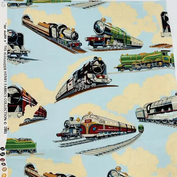 2003 Alexander Henry Fabrics Locomotives Trains 