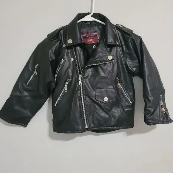Boys Girls Youth Moto Coat‎ Jacket color Black Sz 4 Faux Leather Biker.So cute!