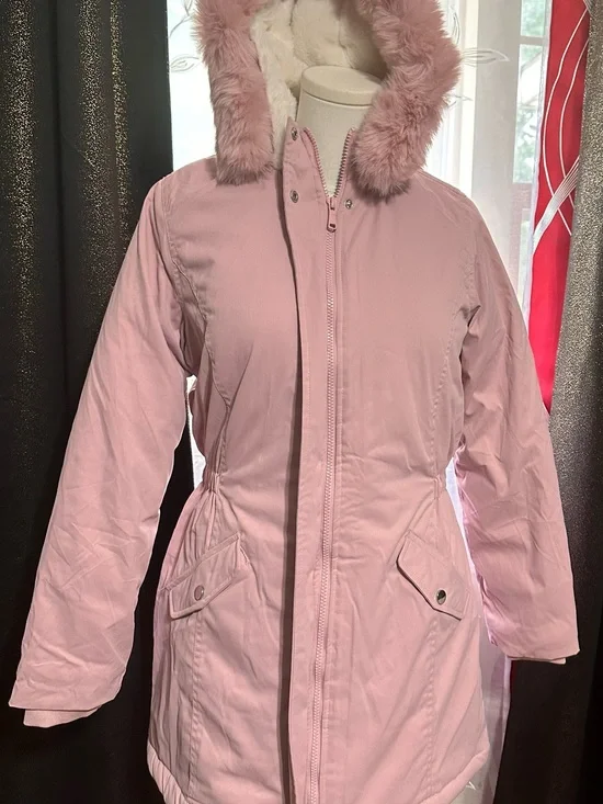 Kids  Pink Faux-Fur Hooded Winter Coat new