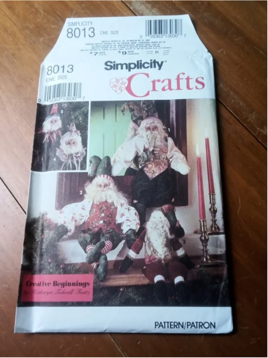 Simplicity Crafts Sewing Pattern 8013 Santa Dolls