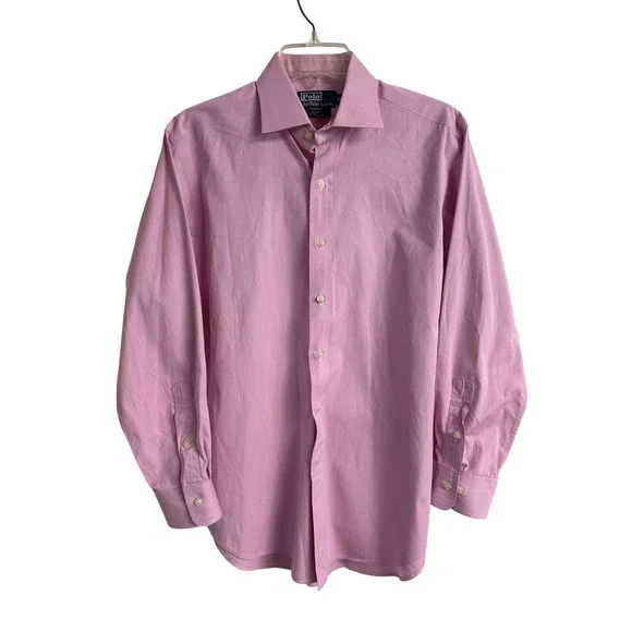 Polo‎ Ralph Lauren Regent Classic Fit Pink Cotton Dress Shirt Mens 16 32/33 Long