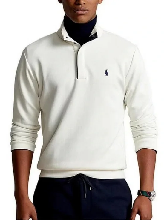 Polo Ralph Lauren Men’s Double Knit Quarter Snap Pullover Cream size 2XB