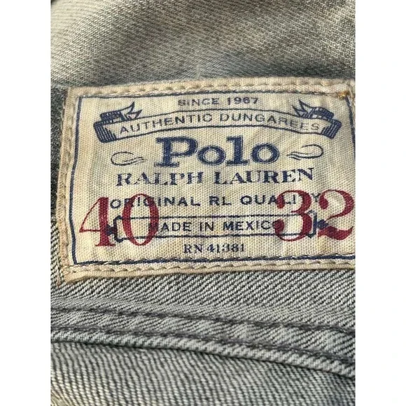 Polo Ralph Lauren Varick Slim Straight Jeans 40x32 Ash Grey Cotton Distressed