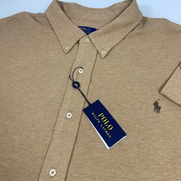 Polo Ralph Lauren Mens‎ 5XB Featherweight Mesh Shirt Camel Tan NWT Preppy