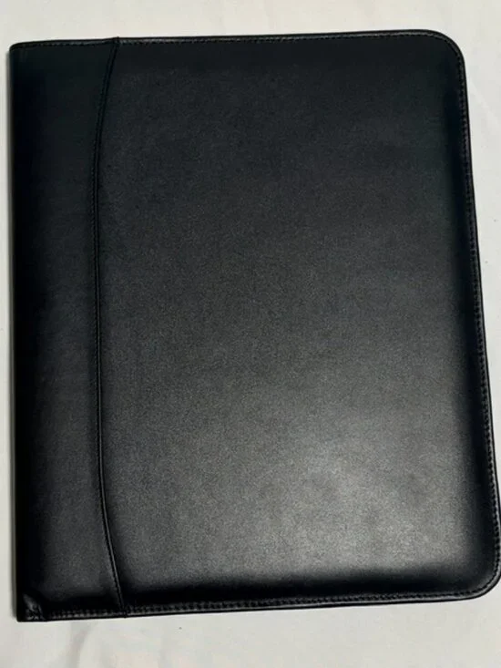 Winn International Black Genuine Leather Padfolio Organizer Portfolio NWT