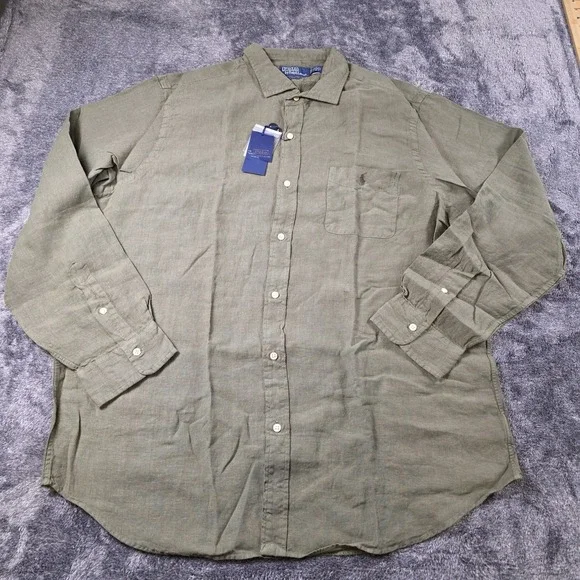 Polo Ralph Lauren Classic Linen Shirt‎ Mens XXL Beach Resort Vacation Boracay