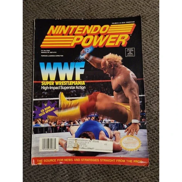 1992 NINTENDO POWER Magazine WWF Super Wrestlemania STREET FIGHTER II Poster