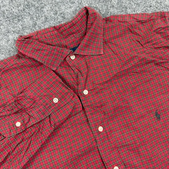 Polo Ralph Lauren‎ Button Down Shirt 2XB Red Plaid Long Sleeve Mens