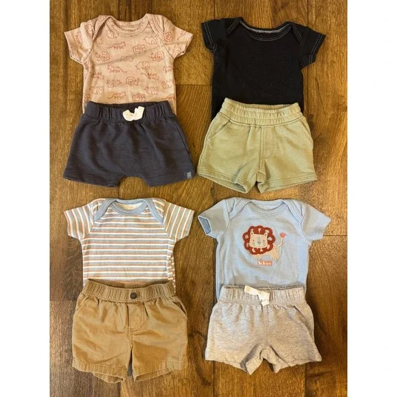 Garanimals Carters‎ Baby Boy Bodysuits Shorts Lot 0/3 Months Summer Lion Safari