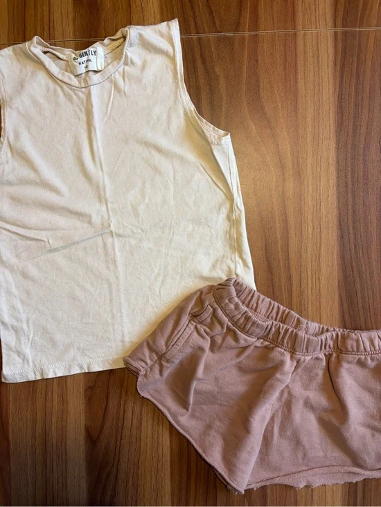 Go Gently Nation 3T Beige Tank & Brown Shorts Set