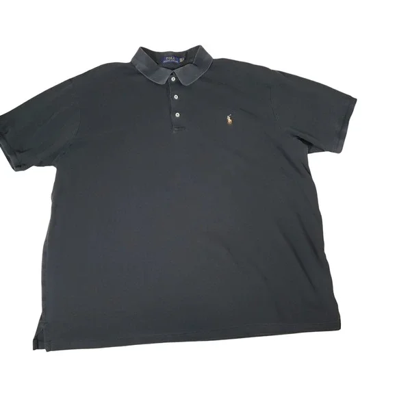 Polo Ralph Lauren Mens 3XLT Black Short Sleeve Cotton Polo Shirt Pony Logo