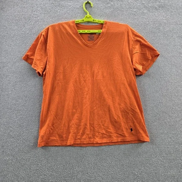 Polo Ralph Lauren Men Shirt XL Orange Embroidered Logo Classic Short Sleeve READ