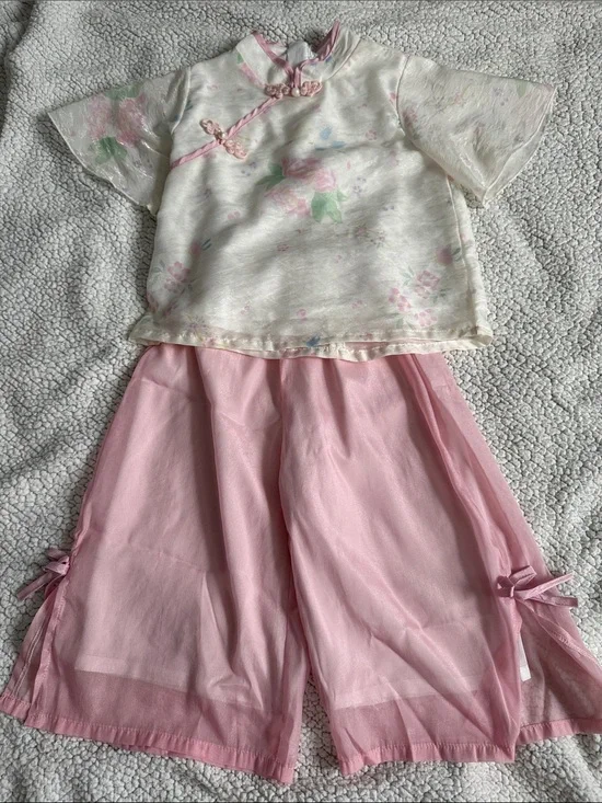 Girls Two-Piece Pink & Ivory Floral Set