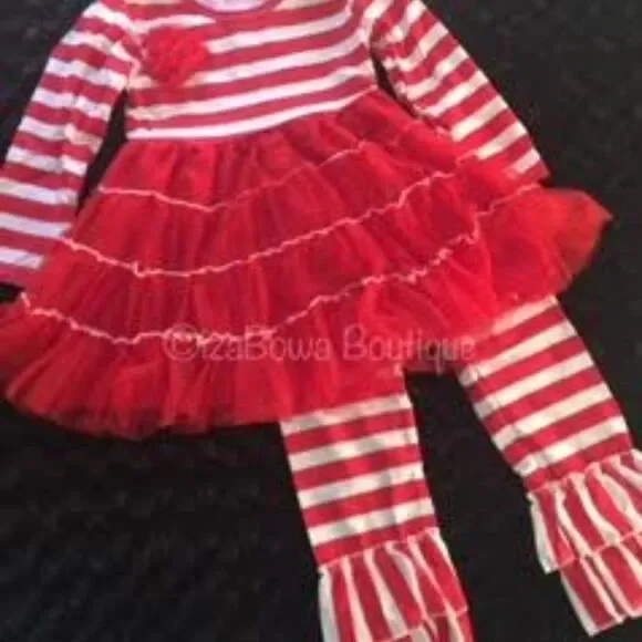 Beauty in Red & White Stripe Pant Set  1221S   2T  (i) NWT Boutique