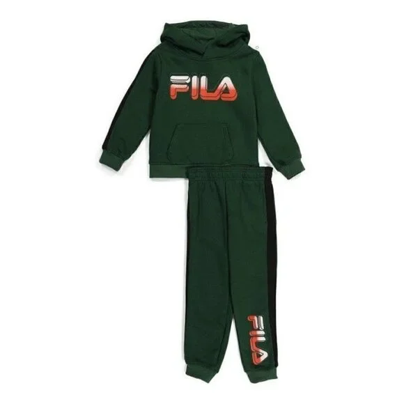 FILA Little Boy / Toddler Hoodie And Jogger Set HUNTER GREEN Size 4