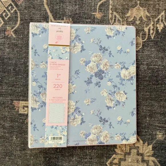 Love Shack Fancy Binder Everblooming Rosettes Floral Blue Trapper Keeper NEW LSF