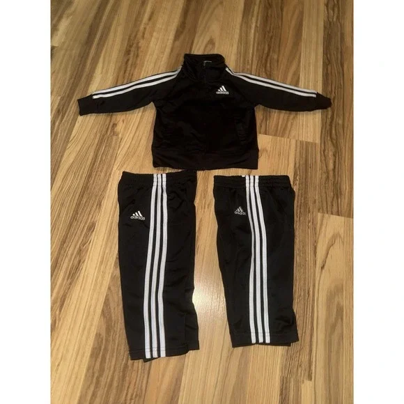 Adidas Infant 9M 9 Months Tracksuit Set Outfit Black‎ White