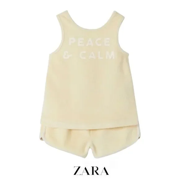 ZARA Kids | Cream | PEACE & CALM TERRYCLOTH MATCHING SET