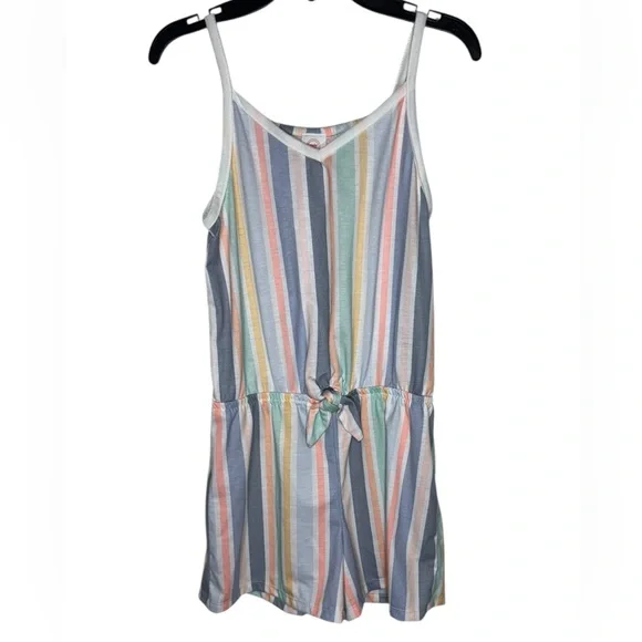 Wonder Nation‎ Pastel Striped V-Neck Sleeveless Romper Size L(10-12)