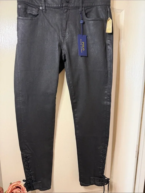 Polo by Ralph Lauren Black Lace-Up Ankle Skinny Jeans