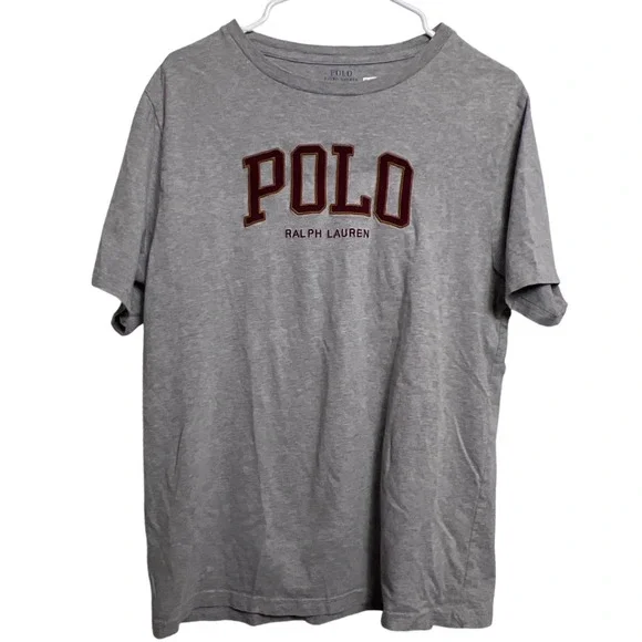 Polo Ralph Lauren Boys XL 18-20 Gray Varsity Logo Graphic T-Shirt SS School Prep