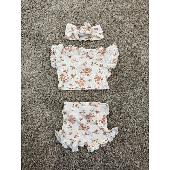 Rachel Zoe Baby Matching Ruffle Floral Outfit - Size 12M