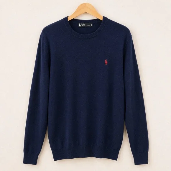 Polo Ralph Lauren Old Money Crewneck Sweater Mens 4XL Navy Blue Wool Cashmere