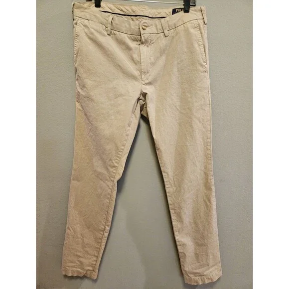 Polo Ralph Lauren Chino Pants Mens 34x34 Slim Fit Khaki Tan 100% Cotton