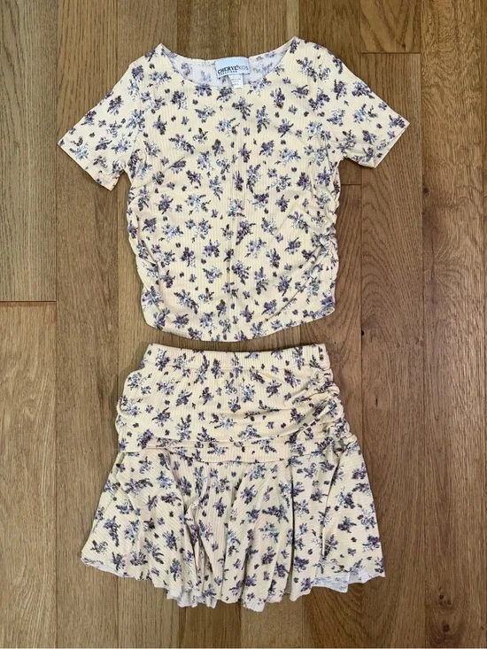 Cheryl Kids Creations Girls Floral 2 Piece Skirt Set Small Yellow