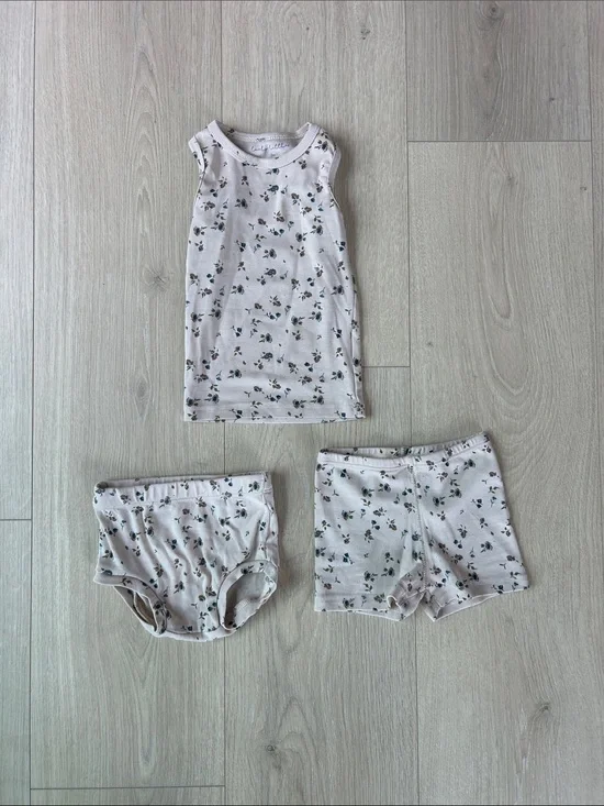 Lovely Littles 6m sand  Floral Tank & Shorts Set -