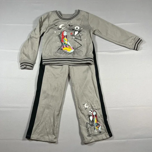 Disney Nightmare Before Christmas Outfit Set Kids S Gray Fleece Lined Straight