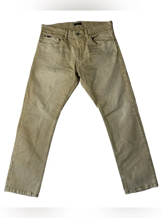 Polo Ralph Lauren mens 32x30 tan faded Varick slim straight denim jeans EUC