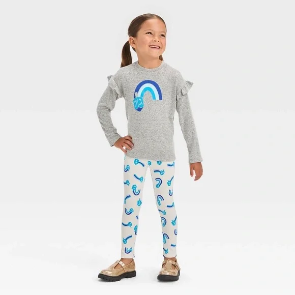 Toddler Girls' Rainbow Long Sleeve Top & Leggings Set nwt 4t