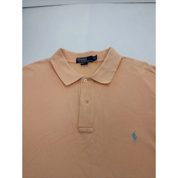 Ralph Lauren Men Polo Orange  Short Sleeve Classic 100% Cotton 2XLT Pony Preppy