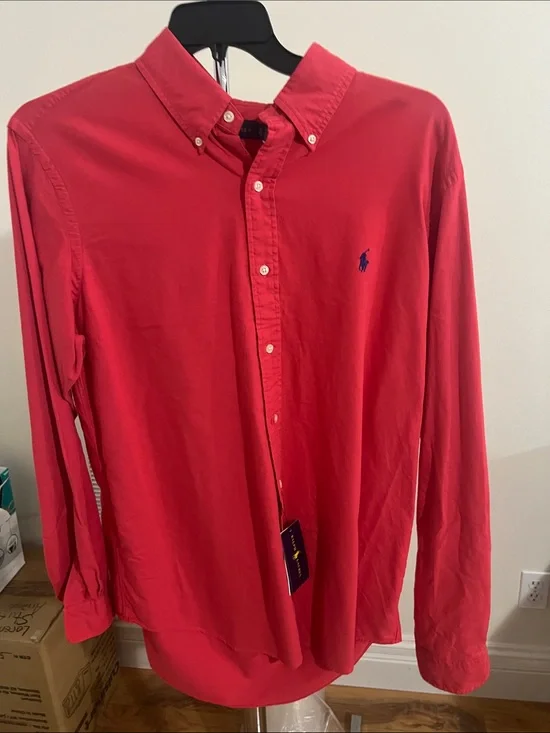 Ralph Lauren Men’s Nantucket Red  Button-Down Garment-Dyed Oxford Shirt Size XL