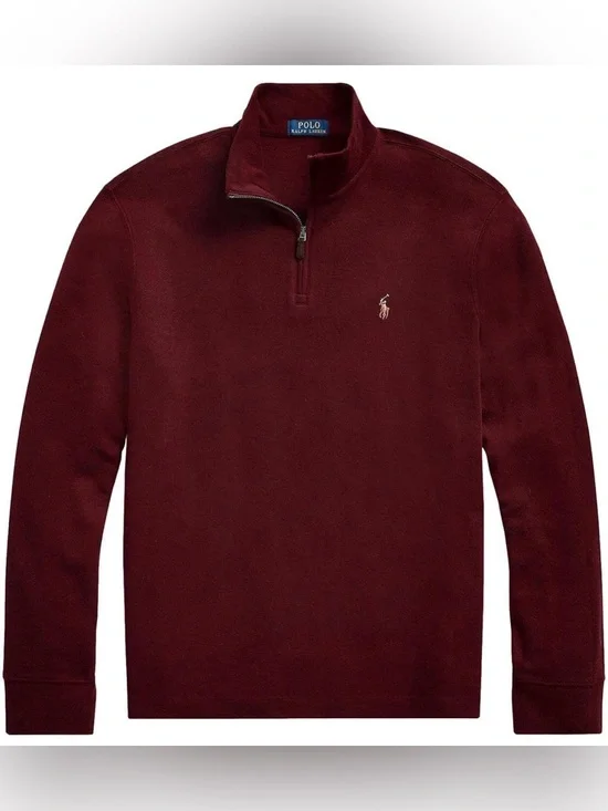 Polo Ralph Lauren Men's Burgundy 1/4 Zip Pullover Sweater XL Classic Wine Fall