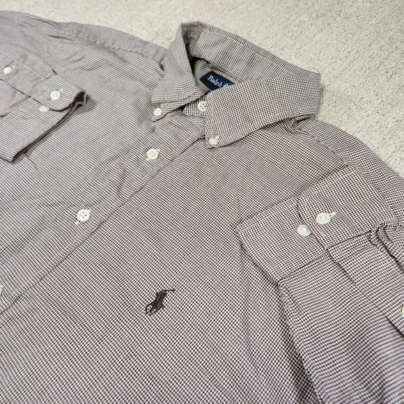 Vintage‎ Polo Ralph Lauren Shirt Men 16 (L) Yarmouth Button Down Houndstooth