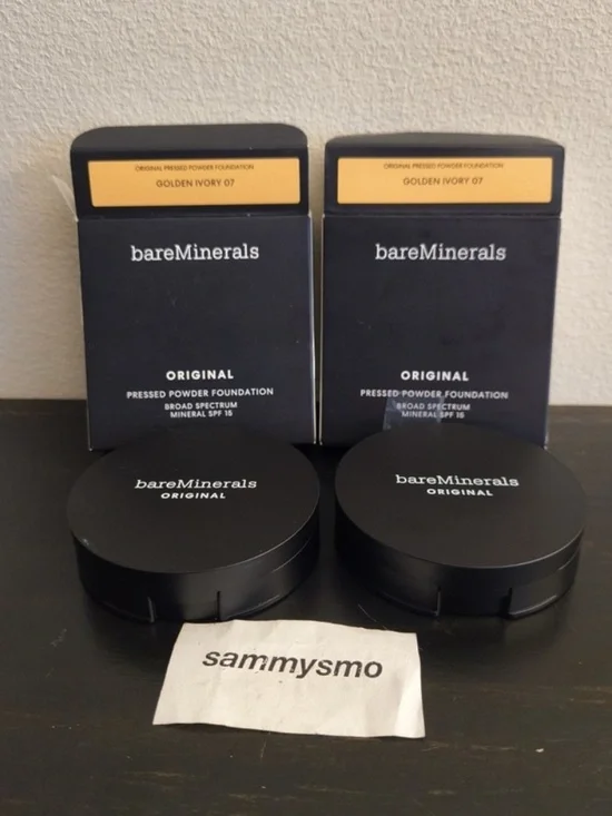 BareMinerals Original Pressed Powder Foundation, spf 15 GOLDEN IVORY 07 x2 01/27