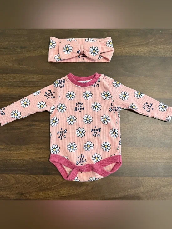 Sold Baby girl life is good onesie and headband set
