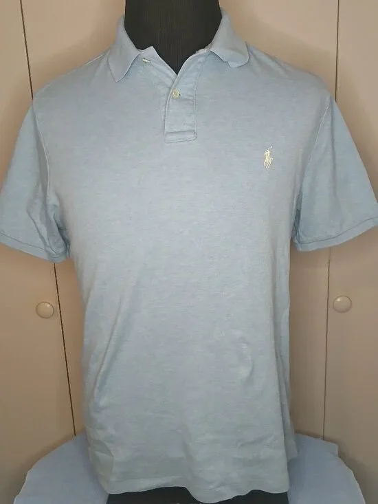 Polo Ralph Lauren Large Blue Cotton Polo Shirt (1139N7)