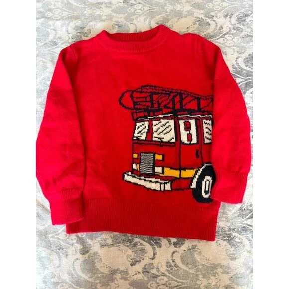 Baby Gap Boys Sweater 4T Red Train Graphic Knit Pullover Vintage Y2K