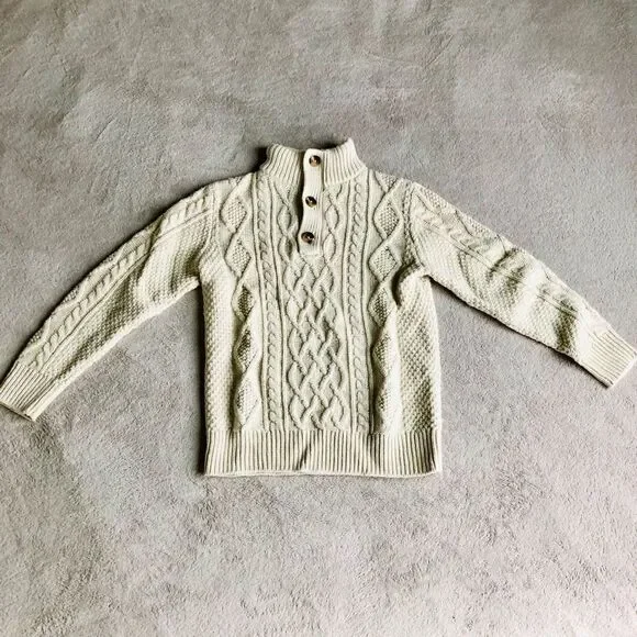 Gap Kids Cream Pullover Mock Cable Knit Sweater