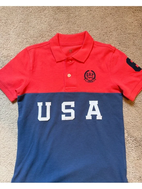 GAP Red and Navy USA Polo Shirt