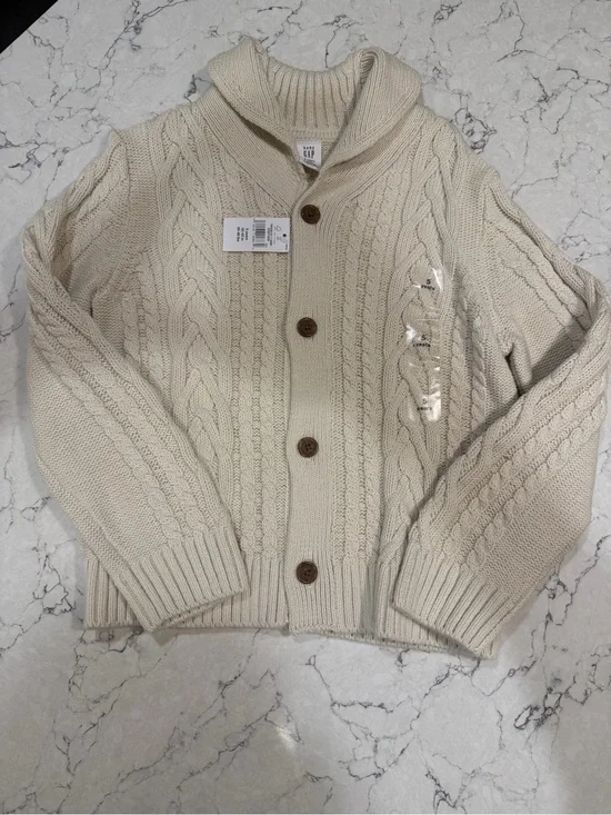 GAP Cream Cable Knit Shawl Collar Cardigan